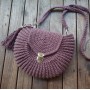 Crochet purse, plum crossbody round bag, handmade shoulder bag