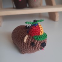 Handmade crochet Awawa Rock Hyrax with propeller hat, rear view mirror, bag charm, keychain, summer lovers gift, Cape hyrax hanging