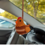 Brown small chicken crochet cute car accessory, rear view mirror charm, keychain, backpack pendant