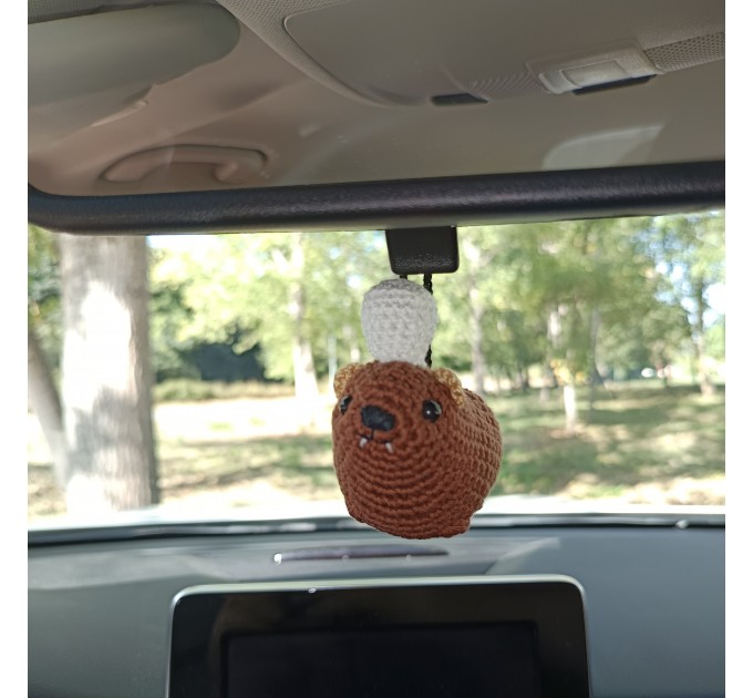 Chef Awawa Crochet Charm – Rear View Mirror Decoration or Keychain | Unique Coworker Gift | Kitchen Lover Gift | Rock Hyrax Fans Gift