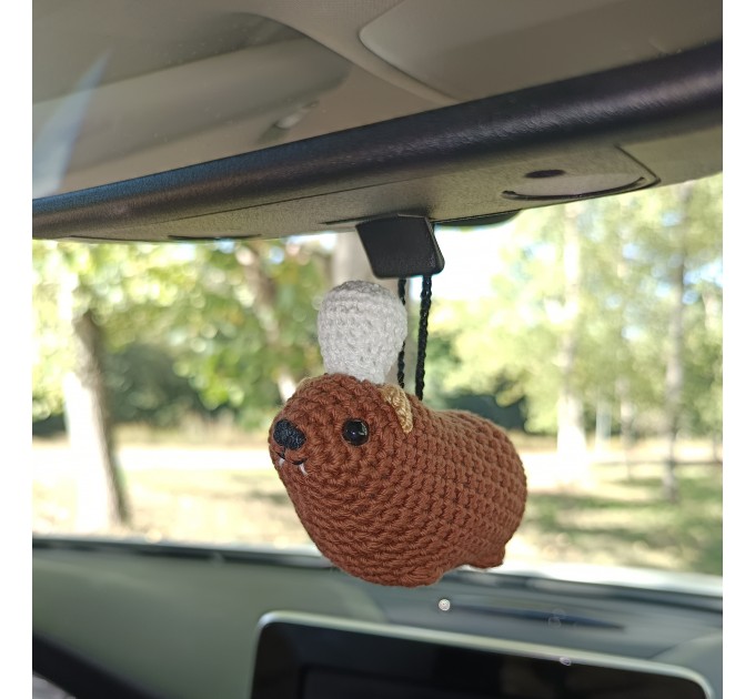 Chef Awawa Crochet Charm – Rear View Mirror Decoration or Keychain | Unique Coworker Gift | Kitchen Lover Gift | Rock Hyrax Fans Gift