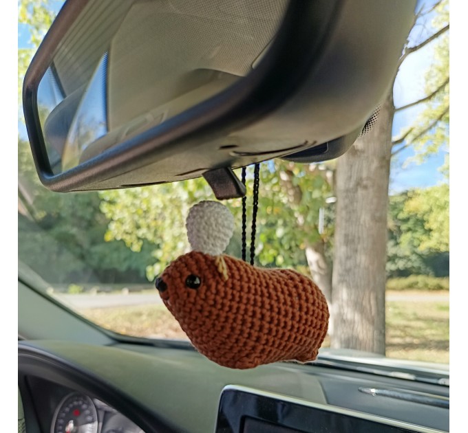 Chef Awawa Crochet Charm – Rear View Mirror Decoration or Keychain | Unique Coworker Gift | Kitchen Lover Gift | Rock Hyrax Fans Gift