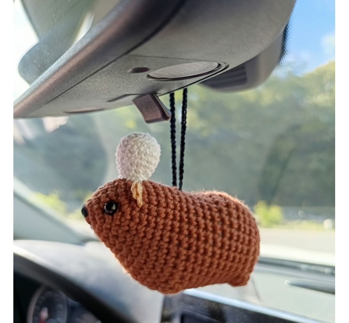 Chef Awawa Crochet Charm – Rear View Mirror Decoration or Keychain | Unique Coworker Gift | Kitchen Lover Gift | Rock Hyrax Fans Gift
