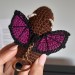 Crochet Awawa-Bat Halloween Hyrax Keychain, Handmade Car Rear-View Mirror Charm, hanging rock hyrax with bat wings