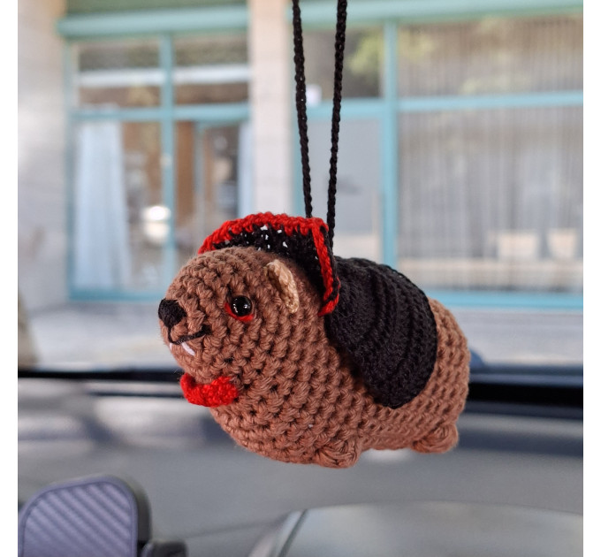 Crochet Halloween Hyrax (Awawa) collection - Count Dracula, Mummy awawa and awawa wearing a Candy Corn hat