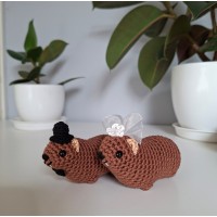 Crochet Hanging Awawa / Hyrax — Wedding Style (Car Mirror, Keychain, Backpack Charm)