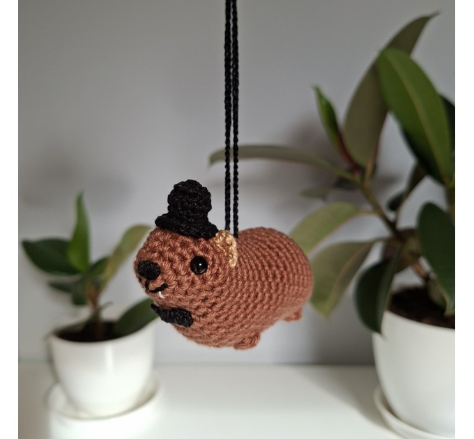 Crochet Hanging Awawa / Hyrax — Wedding Style (Car Mirror, Keychain, Backpack Charm)