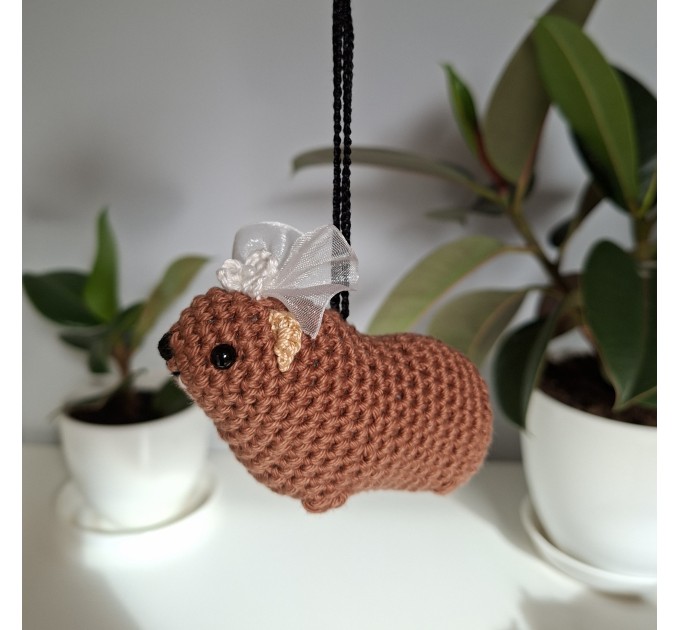 Crochet Hanging Awawa / Hyrax — Wedding Style (Car Mirror, Keychain, Backpack Charm)