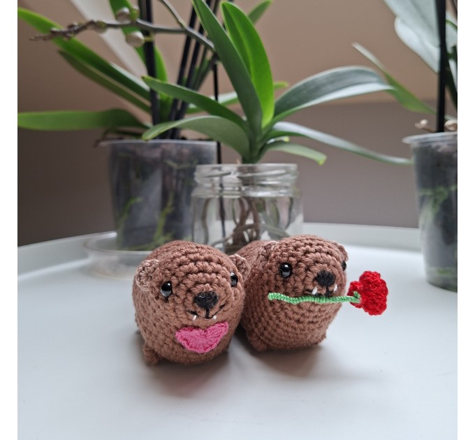 Crochet Rock Hyrax “Awawa” – Valentine’s Day Keychain / Bag Charm / Car charm