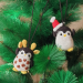 Crochet small Xmas penguin, rear view mirror car charm, backpack pendant, Christmas tree toy