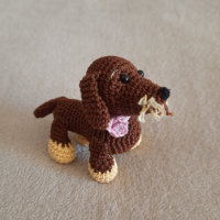 Crochet small dachshund, plush sausage dog, cute keychain, car charm. backpack pendant