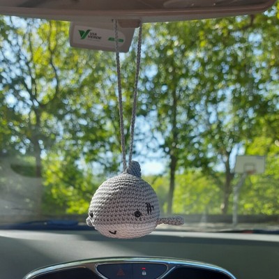 Cute crochet shark hanging rear view mirror charm or bag pendant