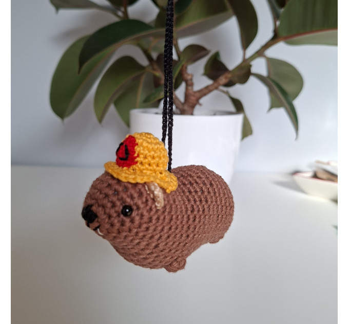Cute handmade Awawa (rock hyrax) with a tiny fireman helmet
