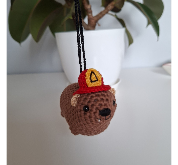 Cute handmade Awawa (rock hyrax) with a tiny fireman helmet