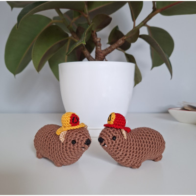 Cute handmade Awawa (rock hyrax) with a tiny fireman helmet