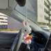 Easter bunny crochet rear view mirror car charm or backpack pendant