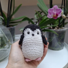 Funny Nihilist Penguin Crochet Keychain – “Why Not” Penguin Meme Car Charm, Backpack Pendant