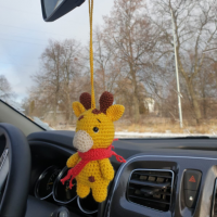 Giraffe car charm hanging crochet Rear view mirror cute car accessories