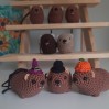 Halloween style Hyrax, handmade crochet awawa animal with Witch hat, Top hat, Pumpkin hat, unique rear view mirror charm, bag accessory, or keychain