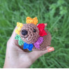 Handmade Crochet Hyrax with Pride Bows – Rearview Mirror Decor or Keychain