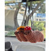 Handmade Crochet Rock Hyrax (Awawa) Charm – Collectible Aesthetic, Awawa wearing Sunflower, Bluebell or Mushroom hat