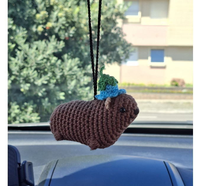 Handmade Crochet Rock Hyrax (Awawa) Charm – Collectible Aesthetic, Awawa wearing Sunflower, Bluebell or Mushroom hat
