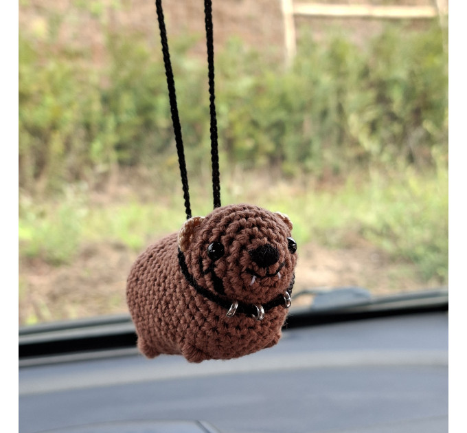 Handmade Crochet Rock Hyrax (Awawa), Rock fan gift, Rearview mirror car charm