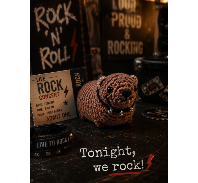 Handmade Crochet Rock Hyrax (Awawa), Rock fan gift, Rearview mirror car charm