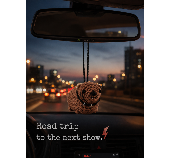 Handmade Crochet Rock Hyrax (Awawa), Rock fan gift, Rearview mirror car charm