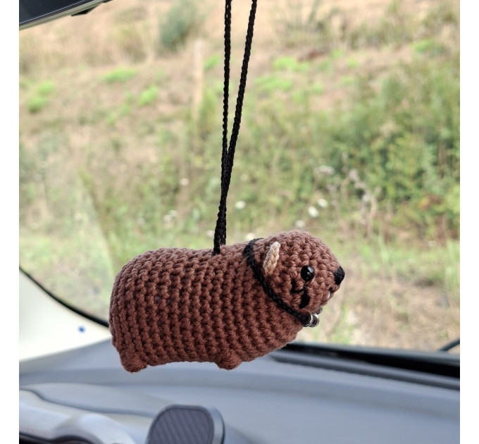 Handmade Crochet Rock Hyrax (Awawa), Rock fan gift, Rearview mirror car charm