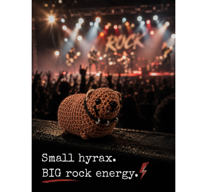 Handmade Crochet Rock Hyrax (Awawa), Rock fan gift, Rearview mirror car charm