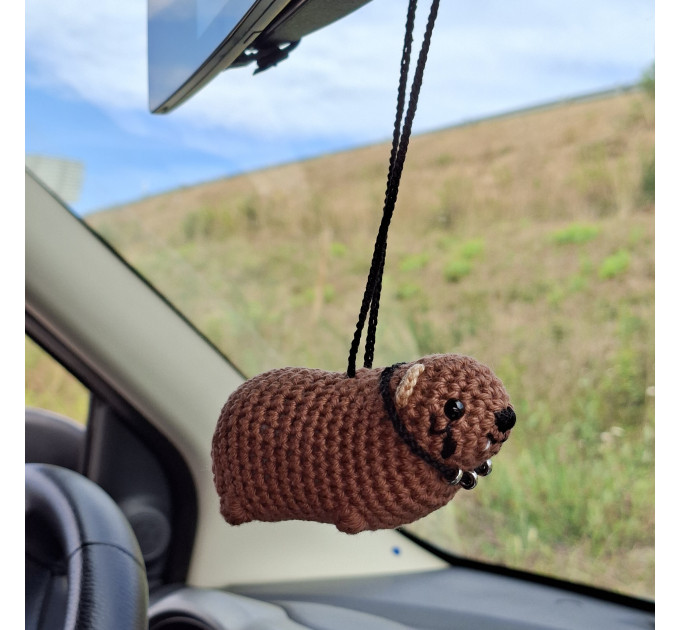 Handmade Crochet Rock Hyrax (Awawa), Rock fan gift, Rearview mirror car charm