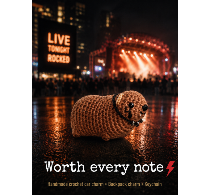 Handmade Crochet Rock Hyrax (Awawa), Rock fan gift, Rearview mirror car charm