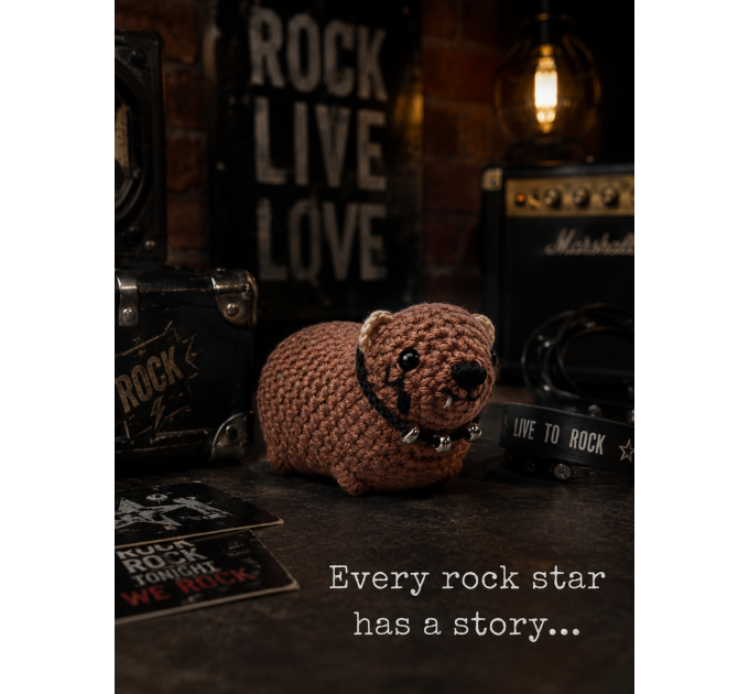 Handmade Crochet Rock Hyrax (Awawa), Rock fan gift, Rearview mirror car charm