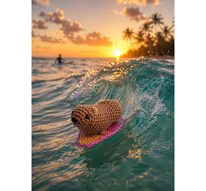 Handmade Crochet Surfing Hyrax (Awawa)