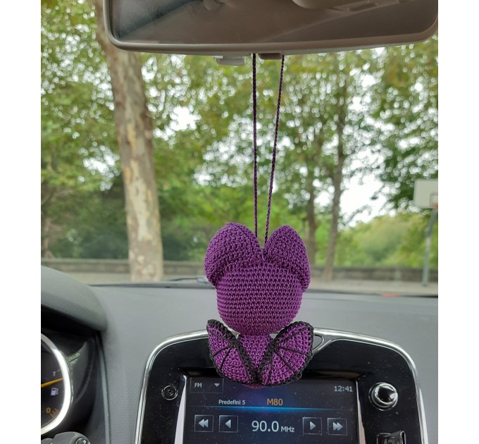 Hanging bat crochet car charm for rear view mirror