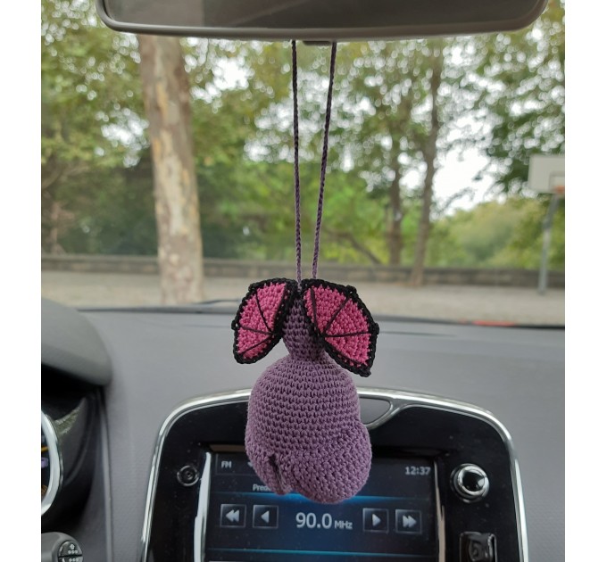 Hanging bat crochet car charm for rear view mirror