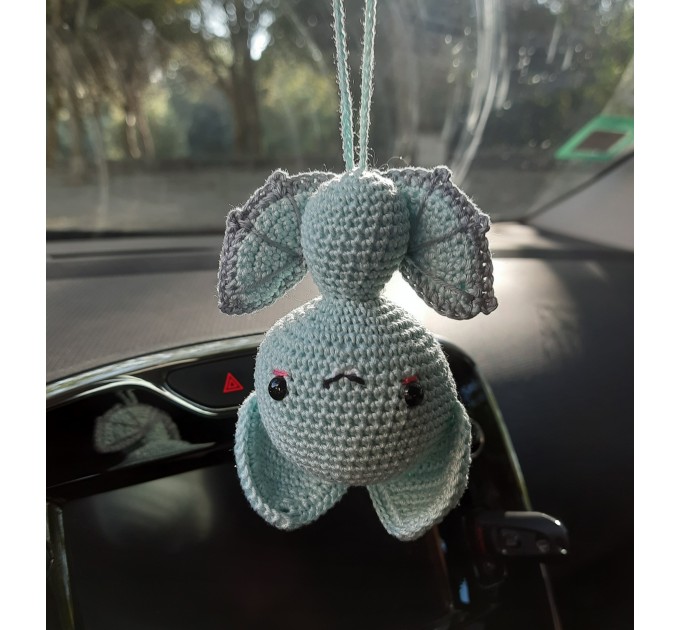 Hanging bat crochet car charm for rear view mirror