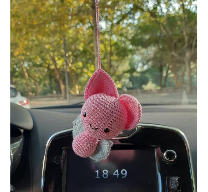 Hanging bat crochet car charm for rear view mirror