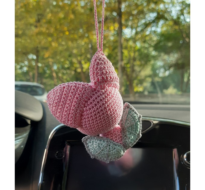 Hanging bat crochet car charm for rear view mirror