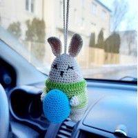 Rabbit with egg Easter crochet decorations for women Rear view mirror charm