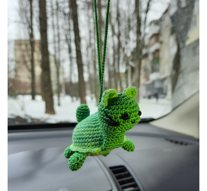 Hanging crochet cat turtle cute car accessories, rainbow unreal