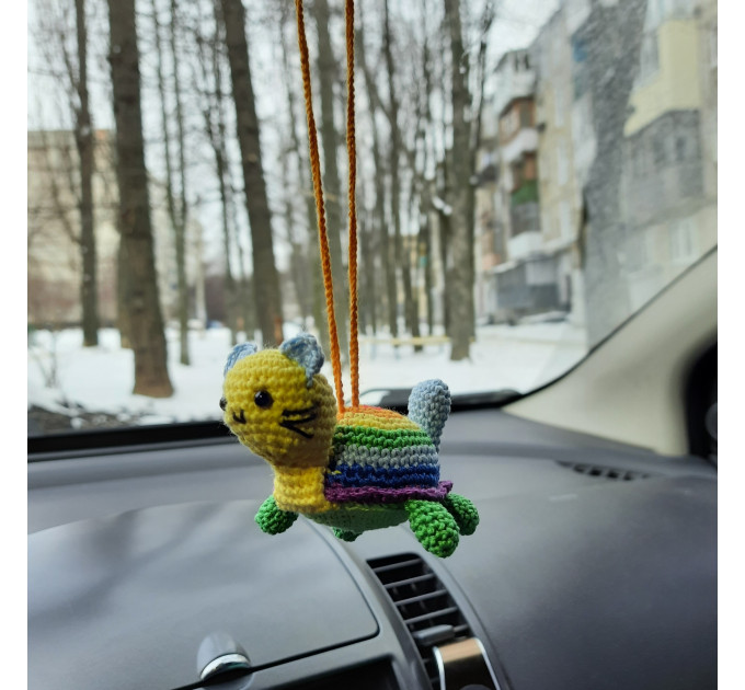 https://www.curlymoods.com/image/cache/catalog/products/Car-charms/Hanging-cat-turtle-cute-car-accessories-Rear-view-mirror-small-car-charm-Pride-gift-lgbt-friendly-crochet-rainbow-unreal-animal-kids-drawing-4-680x630.jpg