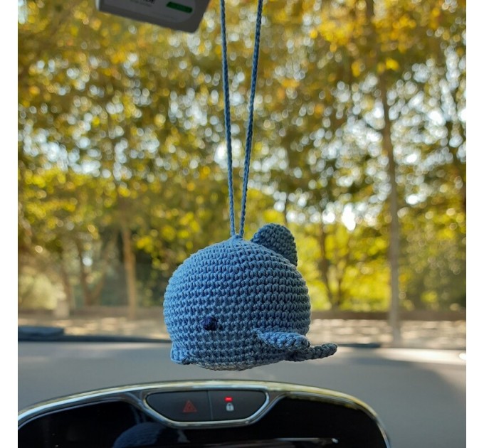 Hanging crochet dolphin cute car charm or backpack pendant