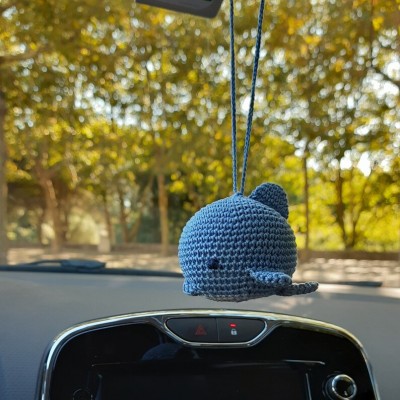 Hanging crochet dolphin cute car charm or backpack pendant