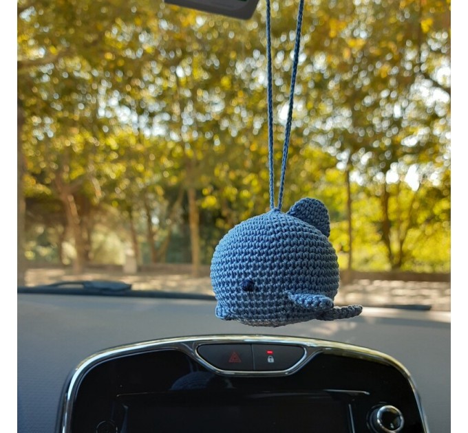 Hanging crochet dolphin cute car charm or backpack pendant