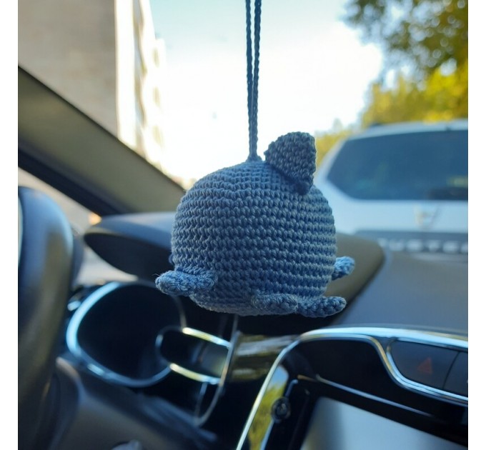 Hanging crochet dolphin cute car charm or backpack pendant