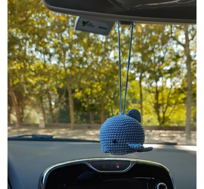 Hanging crochet dolphin cute car charm or backpack pendant