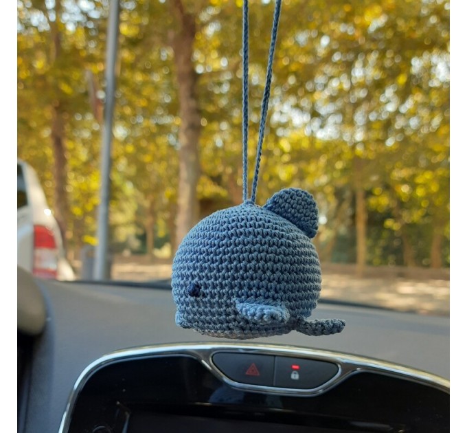 Hanging crochet dolphin cute car charm or backpack pendant