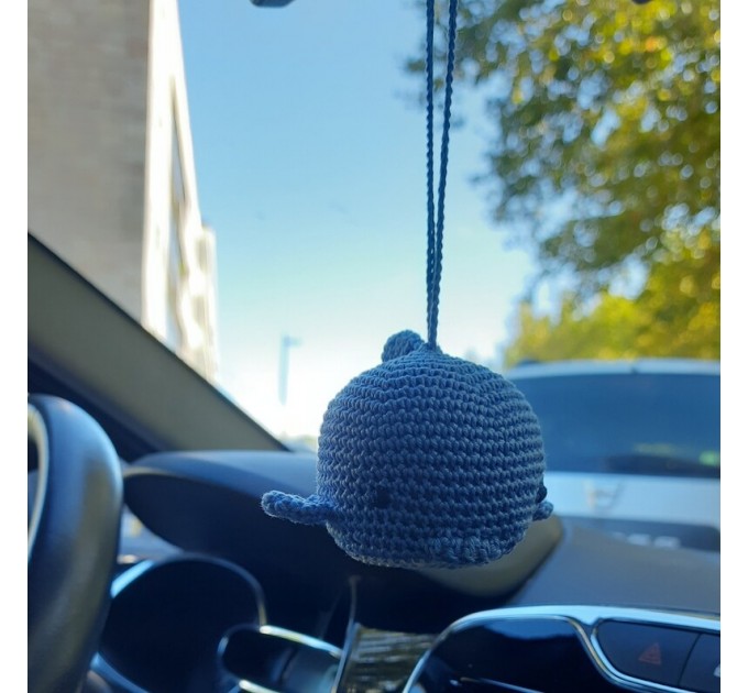 Hanging crochet dolphin cute car charm or backpack pendant